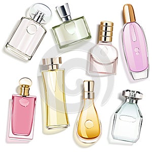 Vector Perfume Glass Bottles