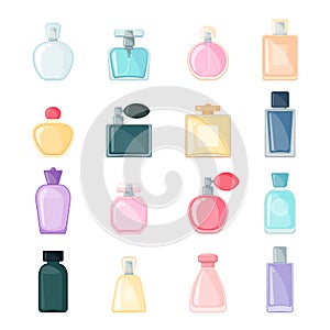 Vector Perfume icon set in flat style isolated on white background