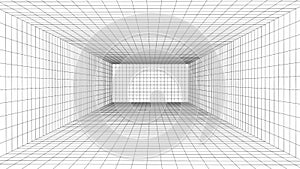Vector perspective grid. Detailed lines on white background