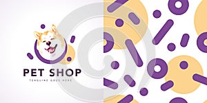 Vector pet shop logo insignia isolated on white background.