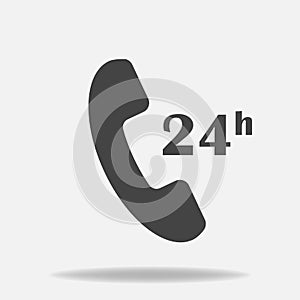 Vector phone icon. Support 24 hours a day. Round the clock. Layers grouped for easy editing illustration.