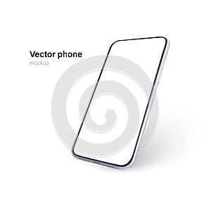 Vector phone isolated on white background. Realistic template. Mock up with empty screen for business presentations