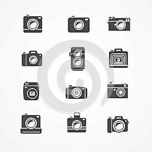 Vector photo camera retro and new icon set