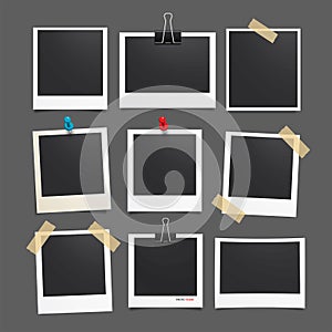 Vector photo frame.Set of realistic paper photograph.