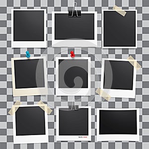 Vector photo frame.Set of realistic paper photograph.