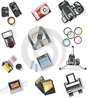 Vector photography equipment icon set