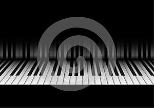 Vector : Piano keyboard and reflection on black background