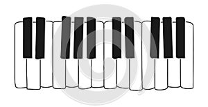 Vector piano music. Musical instrument keyboard. Flat illustration on black background in cartoon style