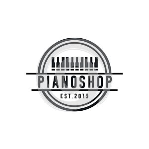 Vector piano shop. Music icon for audio store logo design inspiration