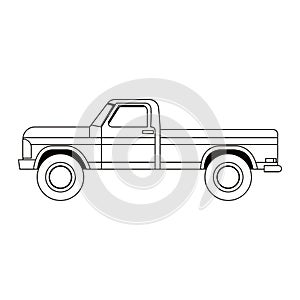 vector pickup cartoon line art illustration isolated