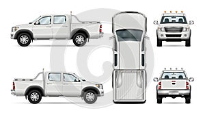 Vector pickup truck on white background