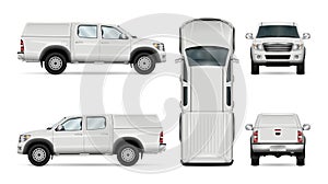 Vector pickup truck on white background