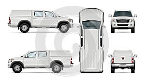 Vector pickup truck on white background photo