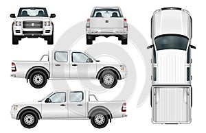 Vector pickup truck on white background photo