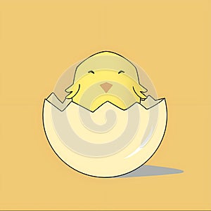 Vector picture of chicken egg hatch yellow background