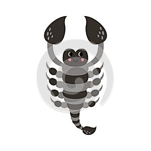 Vector picture of cute cartoon black scorpion isolated on white background