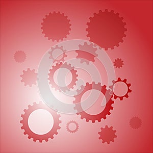 Vector picture red background with gears