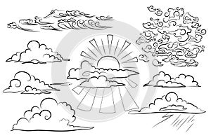 Vector picture. Twisted clouds. Symbol. Design Graphics