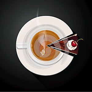 Vector of Pie chart of Tea cup and Cake slices