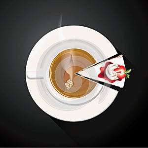 Vector of Pie chart of Tea cup and Cake slices