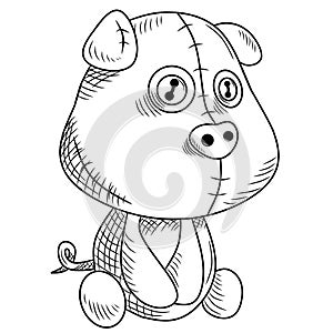 Vector pig doll black and white