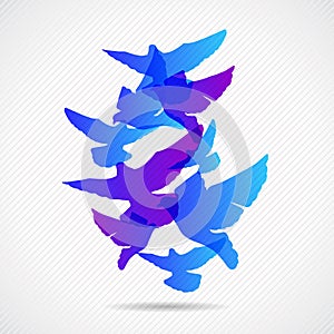 Vector pigeons background design. Collorfull EPS