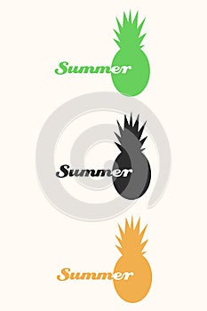 Vector pineapple tropical fruit logo set