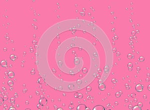 Vector pink background with fizzing air bubbles underwater.