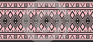 Vector pink and black seamless Indian patterns.
