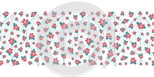 Vector pink blue ditsy flowers seamless pattern