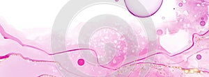 Vector pink coral banner. Hand drawn abstract paint brush stroke.