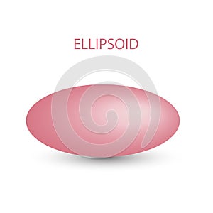 Vector pink ellipsoid with gradients and shadow for game, icon, package design, logo, mobile, ui, web, education. 3d