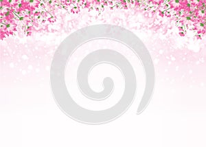 Vector pink floral border on pink background.