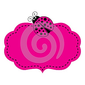 Vector Pink Frame with Ladybug Image. Vector frame.