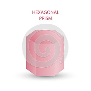 Vector pink hexagonal prism with gradients and shadow for game, icon, package design, logo, mobile, ui, web, education