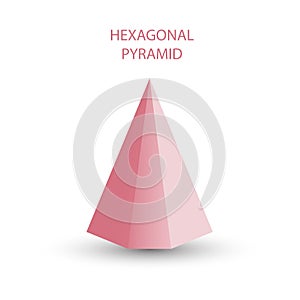 Vector pink hexagonal pyramid with gradients and shadow for game, icon, package design, logo, mobile, ui, web, education