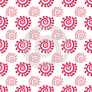 Vector pink koru element lines seamless pattern