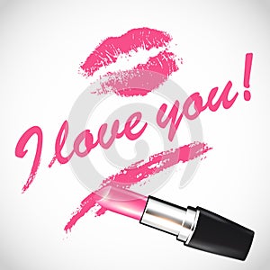 Vector pink lipstick with space for your text photo