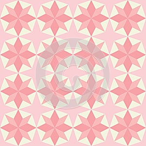 Vector pink patchwork quilt seamless repeat background pattern with star shape.