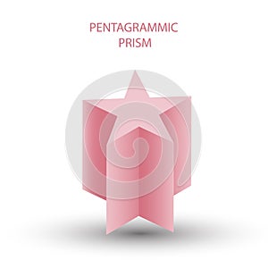 Vector pink pentagrammic prism with gradients and shadow for game, icon, package design, logo, mobile, ui, web