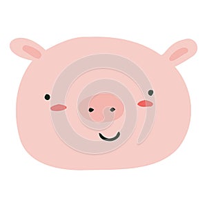 Vector pink piglet head isolated. piglet for children`s room decoration, banners