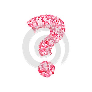 Vector pink & red Valentines Day heartshapes font, question mark