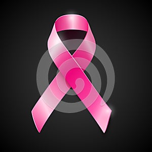 Vector pink ribbon breast cancer awareness symbol