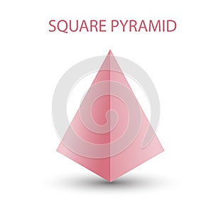 Vector pink square pyramid with gradients and shadow for game, icon, package design, logo, mobile, ui, web, education
