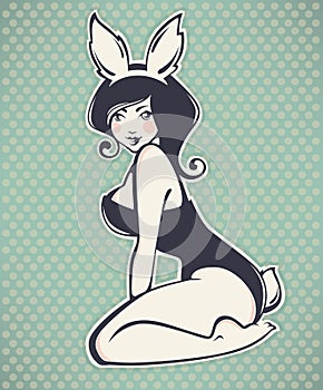 Vector pinup girl in rabbit costume
