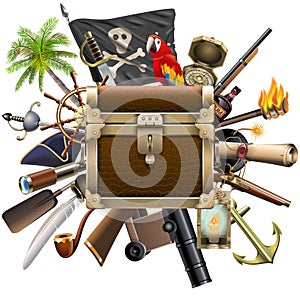 Vector Pirate Treasure Hunt Concept