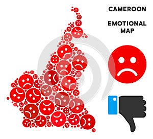 Vector Pitiful African Cameroon Map Collage of Sad Emojis