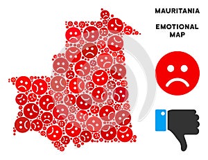 Vector Pitiful Mauritania Map Collage of Sad Smileys