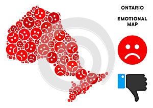 Vector Pitiful Ontario Province Map Collage of Sad Emojis