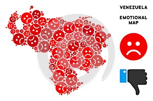 Vector Pitiful Venezuela Map Collage of Sad Emojis